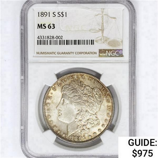 1891-S Morgan Silver Dollar NGC MS63