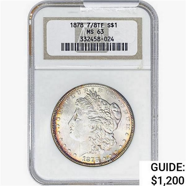 1878 7/8TF Morgan Silver Dollar NGC MS63