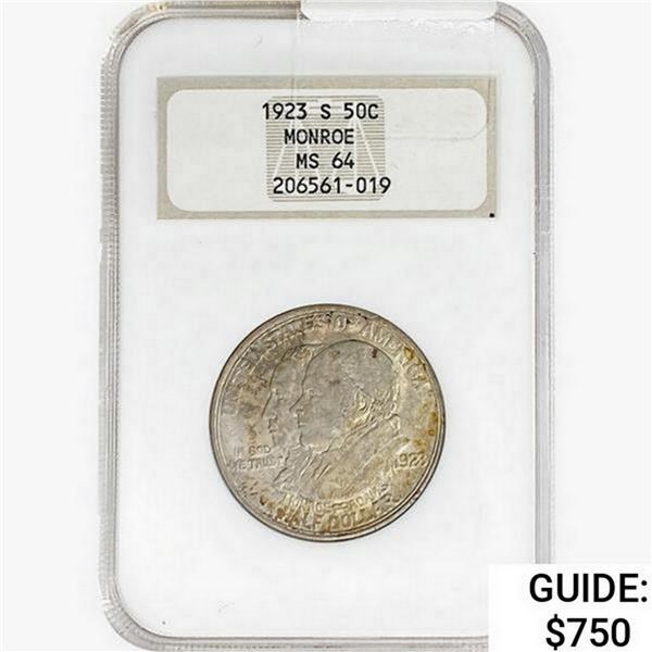 1923-S Monroe Half Dollar NGC MS64