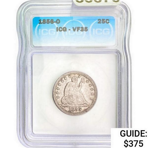 1856-O Seated Liberty Quarter ICG VF35