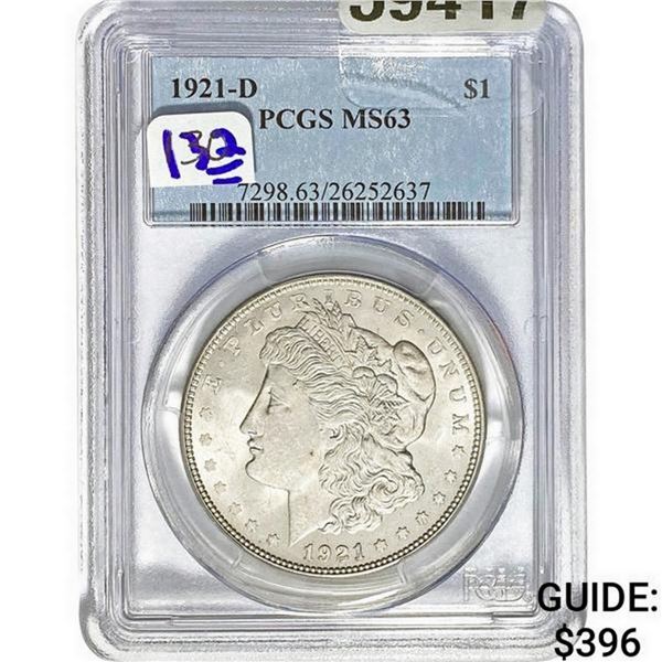 1921-D Morgan Silver Dollar PCGS MS63