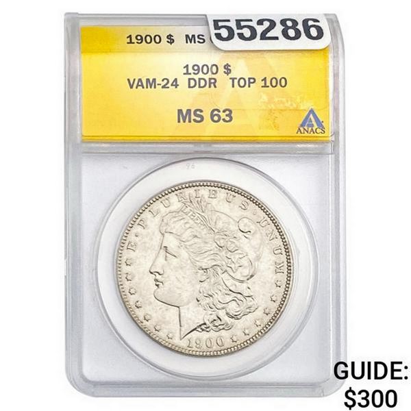 1900 Morgan Silver Dollar ANACS MS63 VAM 24