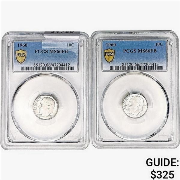 [2 Coins]1960 Roosevelt Dime PCGS MS66 FB