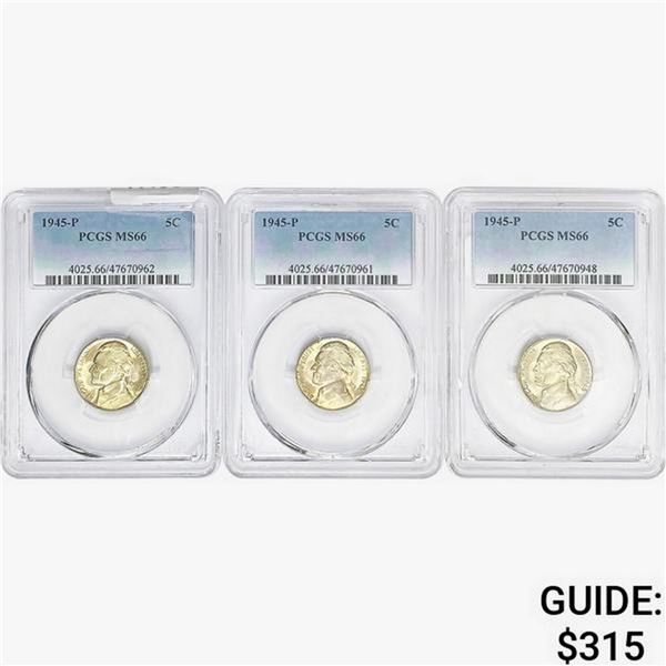 [3 Coins] 1945-P Jefferson Nickel PCGS MS66