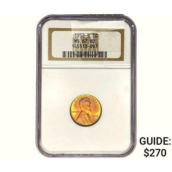 1952-S Wheat Cent NGC MS67 RD