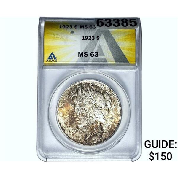 1923 Silver Peace Dollar ANACS MS63