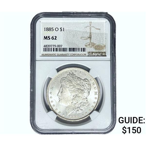 1885-O Morgan Silver Dollar NGC MS62