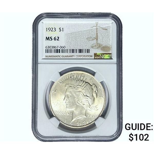 1923 Silver Peace Dollar NGC MS62
