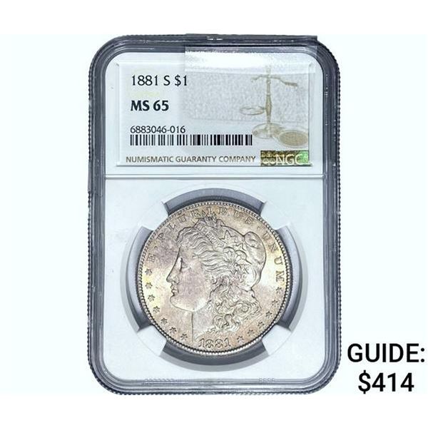 1881-S Morgan Silver Dollar NGC MS65