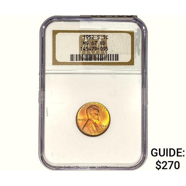 1952-S Wheat Cent NGC MS67 RD