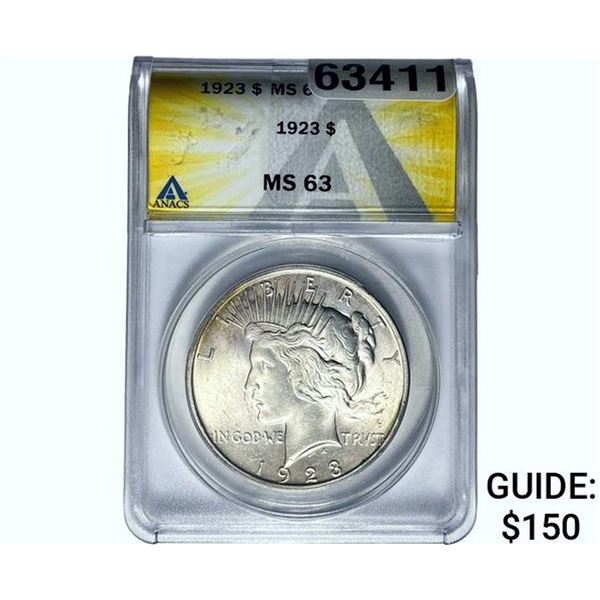 1923 Morgan Silver Dollar ANACS MS63