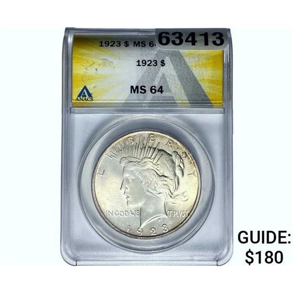 1923 Silver Peace Dollar ANACS MS64