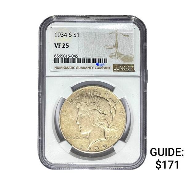 1934-S Silver Peace Dollar NGC VF25