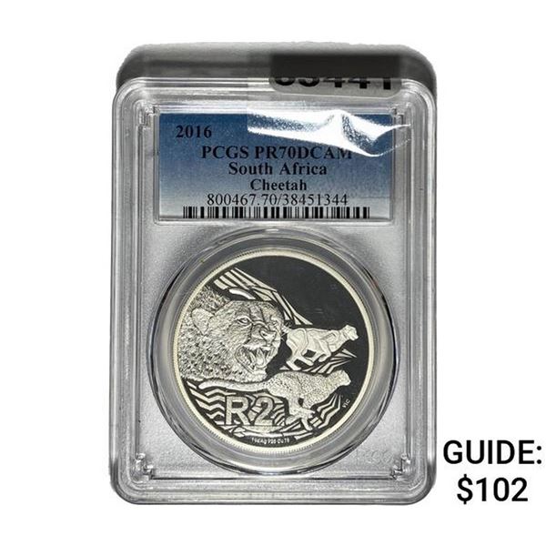 2016 South Africa Cheetah 2 Rand PCGS PR70 DCAM