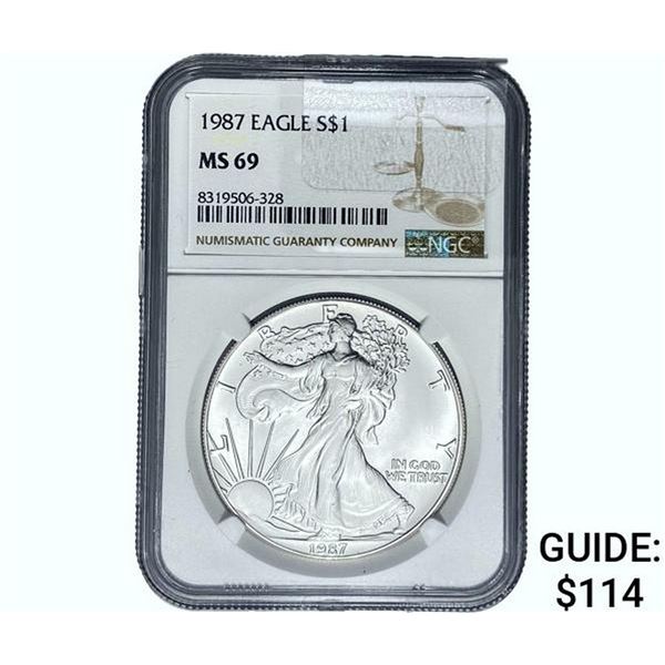 1987 $1 Silver Eagle NGC MS69
