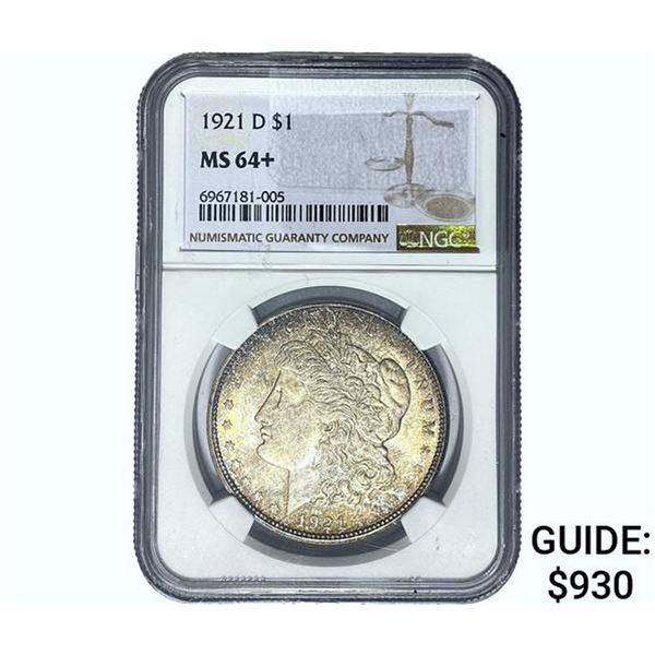 1921-D Morgan Silver Dollar NGC MS64+
