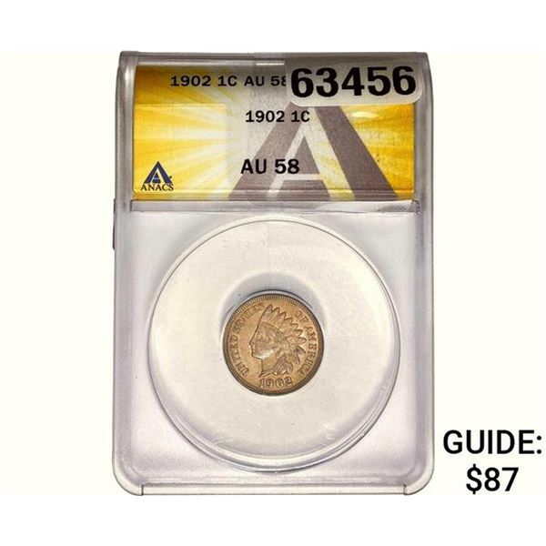 1902 Indian Head Cent ANACS AU58