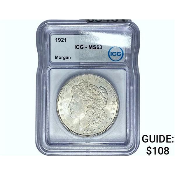 1921 Morgan Silver Dollar ICG MS63