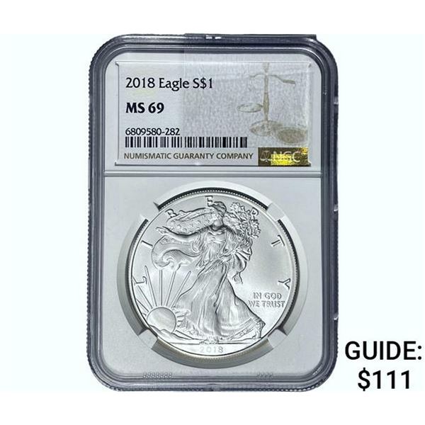 2018 $1 Silver Eagle NGC MS69