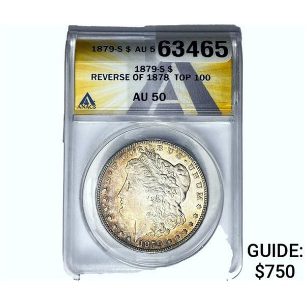 1879-S Morgan Silver Dollar ANACS AU50 Rev 79/78