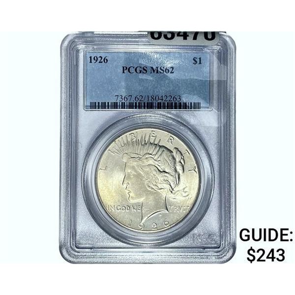 1926 Silver Peace Dollar PCGS MS62