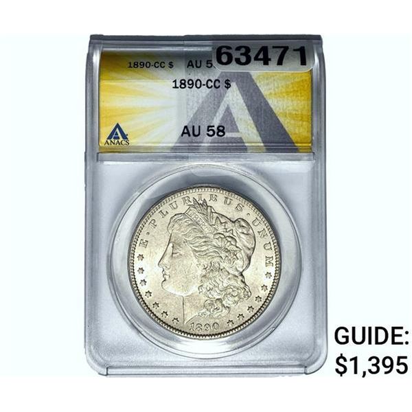 1890-CC Morgan Silver Dollar ANACS AU58