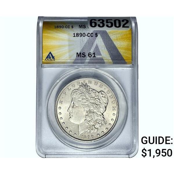 1890-CC Morgan Silver Dollar ANACS MS61