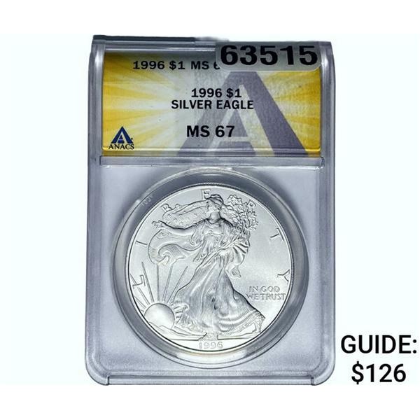 1996 $1 Silver Eagle ANACS MS67