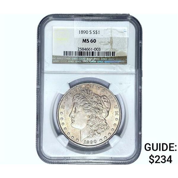 1890-S Morgan Silver Dollar NGC MS60