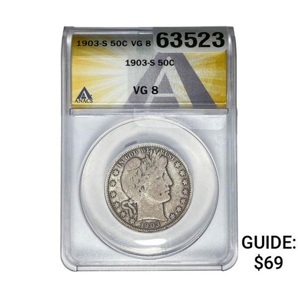 1903-S Barber Half Dollar ANACS VG8