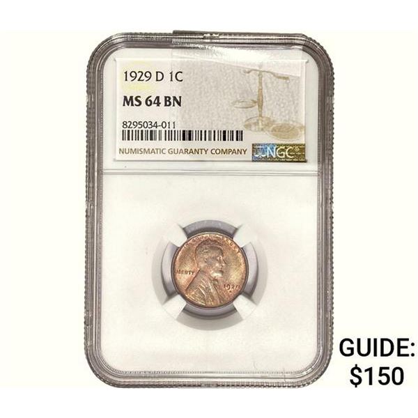 1929-D Wheat Cent NGC MS64 BN