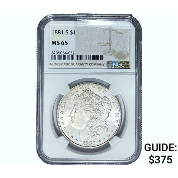 1881-S Morgan Silver Dollar NGC MS65