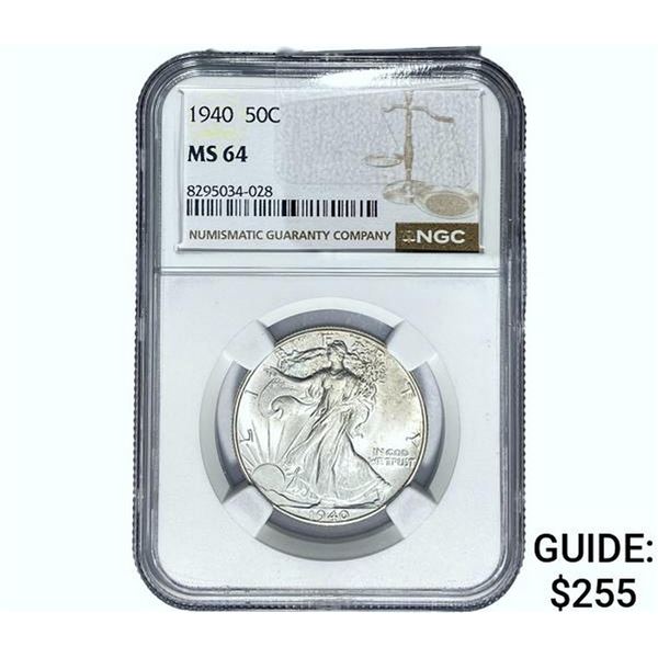 1940 Walking Liberty Half Dollar NGC MS64