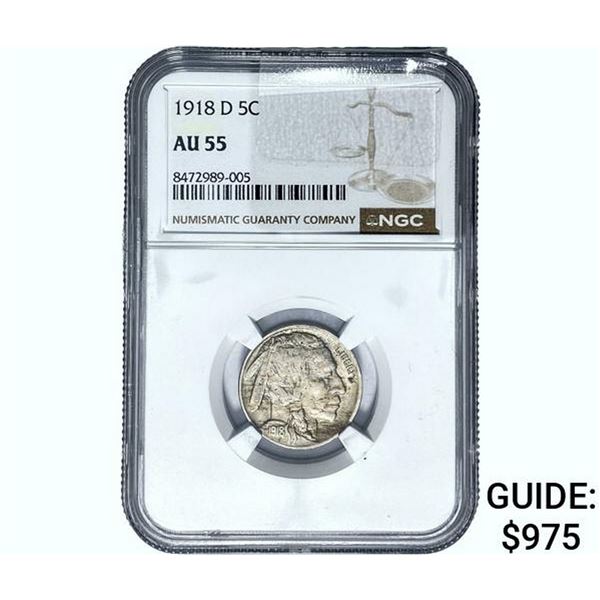1918-D Buffalo Nickel NGC AU55