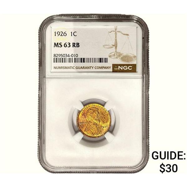 1926 Wheat Cent NGC MS63 RB