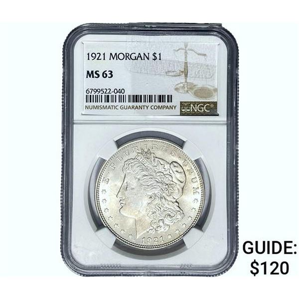 1921 Morgan Silver Dollar NGC MS63
