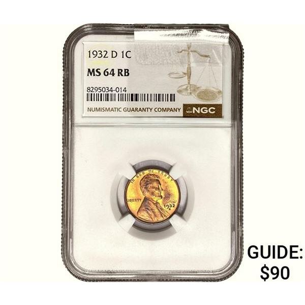 1932-D Wheat Cent NGC MS64 RB