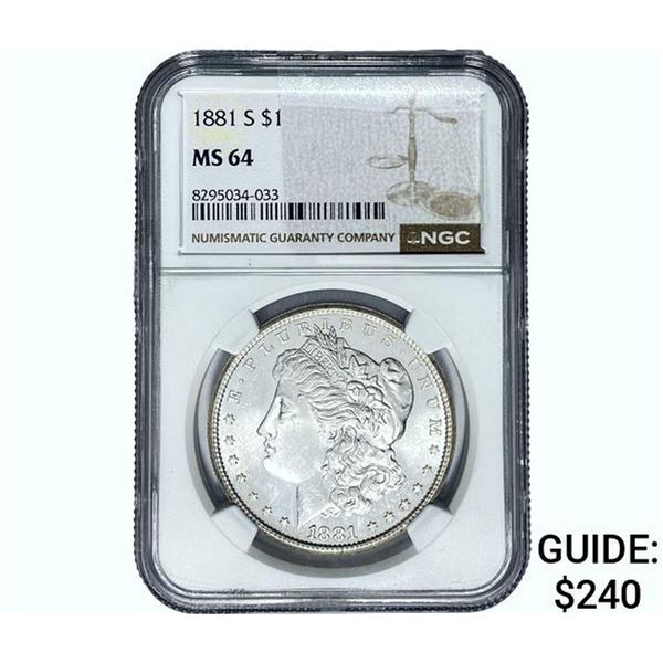 1881-S Morgan Silver Dollar NGC MS64