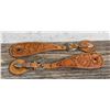 Image 1 : Sterling Maker Marked Tooled Buckle Spur Straps