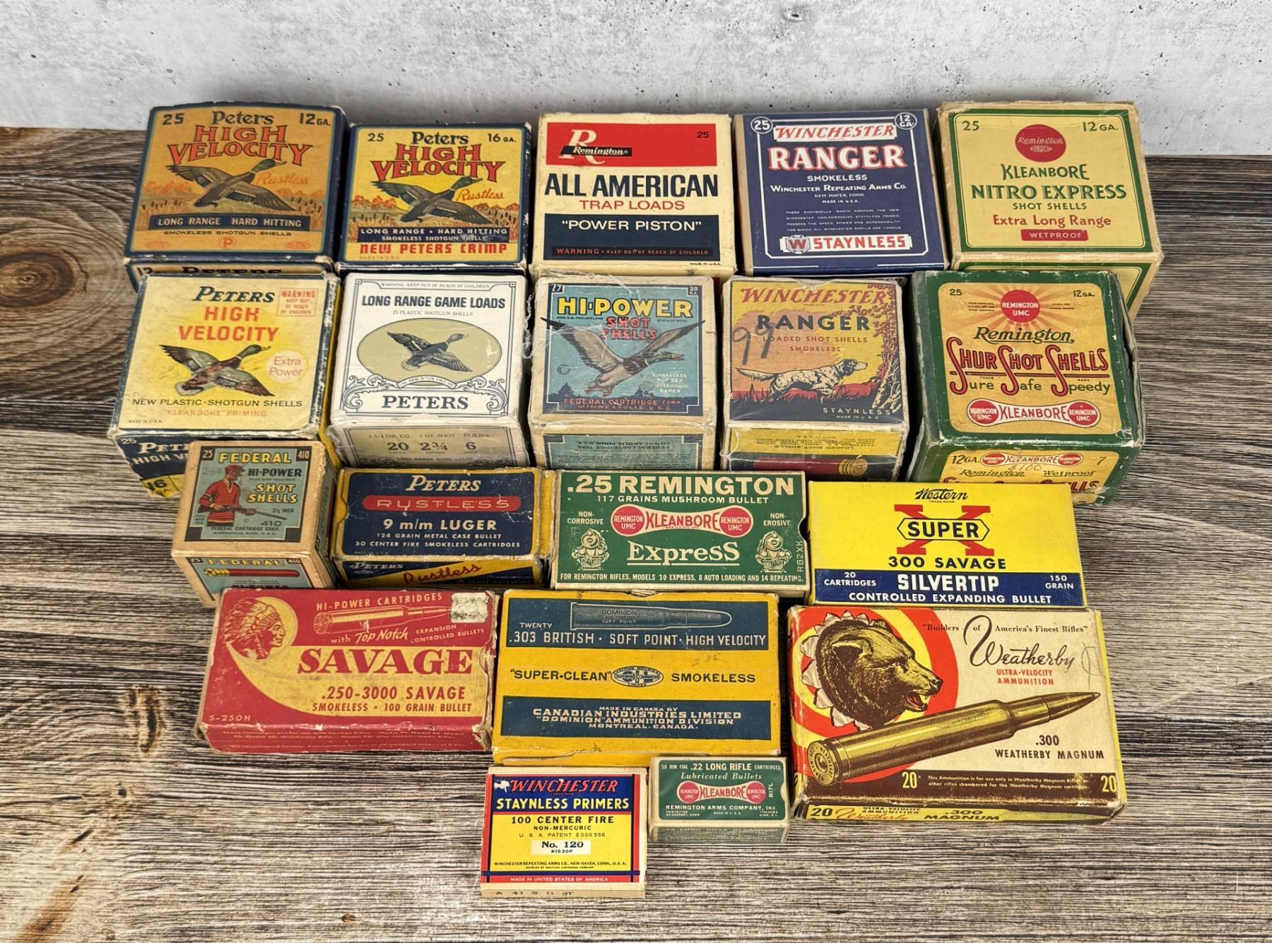 Antique Shotgun Rifle Ammo Shell Boxes