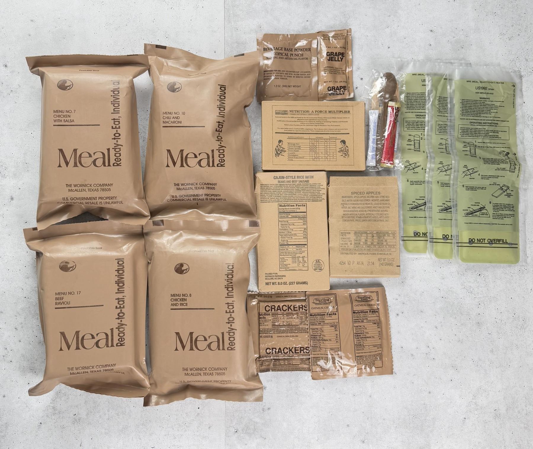 Collection of US Army MRE Rations