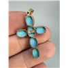 Image 3 : 14k Gold Turquoise Cross Pendant