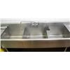Image 2 : QUEST 10' STAINLESS STEEL 3-WELL SINK W/ FAUCET &