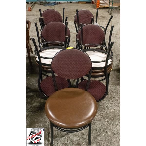 9 LEATHERETTE / FABRIC METAL FRAME DINNING CHAIRS