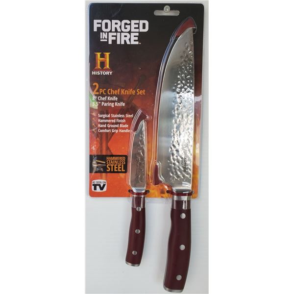 NEW FORGED IN FIRE 8" CHEF'S KNIFE & 3.5" PARING