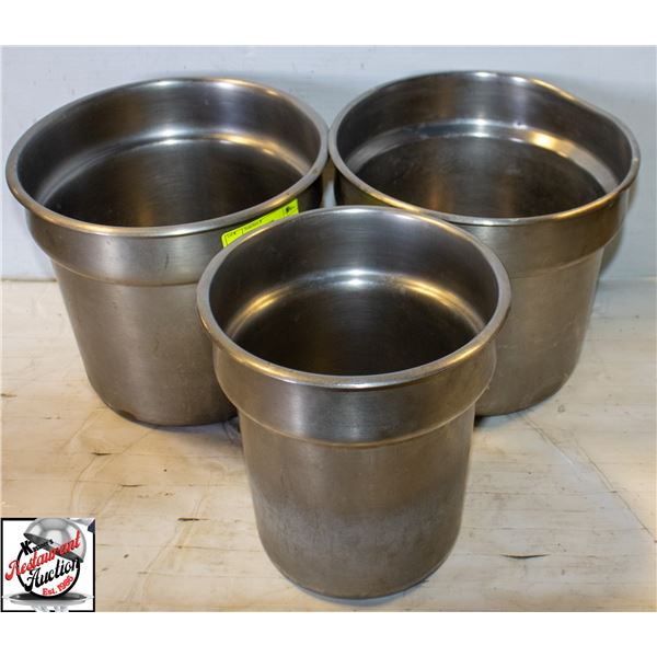 3 ASSORTED SS SOUP INSERTS