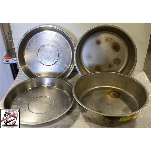 4 ASSORTED S/S  14.5"X,2" BOWLS