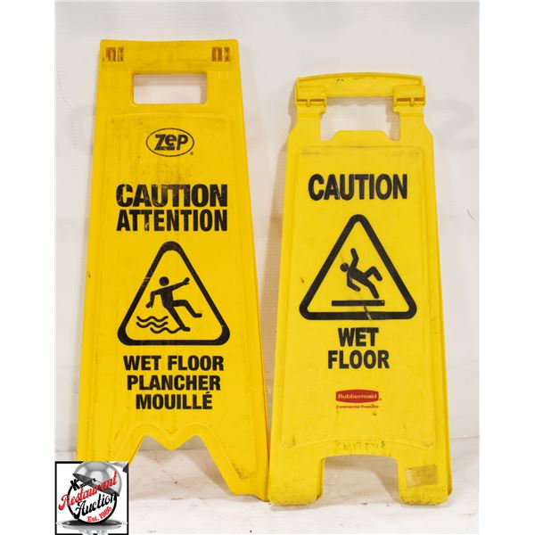 2 CAUTION WET FLOOR SIGNS W/ ENGLISH & FRENCH