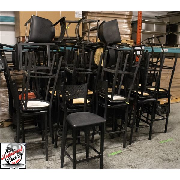 47 LEATHERETTE BAR CHAIRS WITH METAL BACK