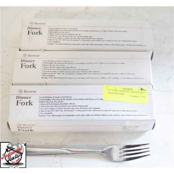3 - 12 PK ( 36 TOTAL ) S/S BROWNE DINNER FORKS